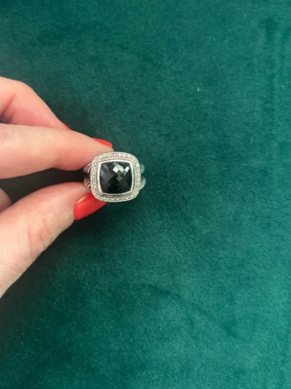 David Yurman black Onyx and Diamond Cable Ring